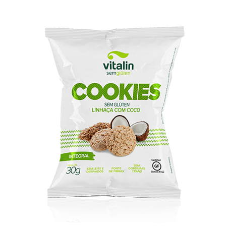 Cookie Linhaca Dourada C/ Coco Integral S/Gluten 30G Vitalin