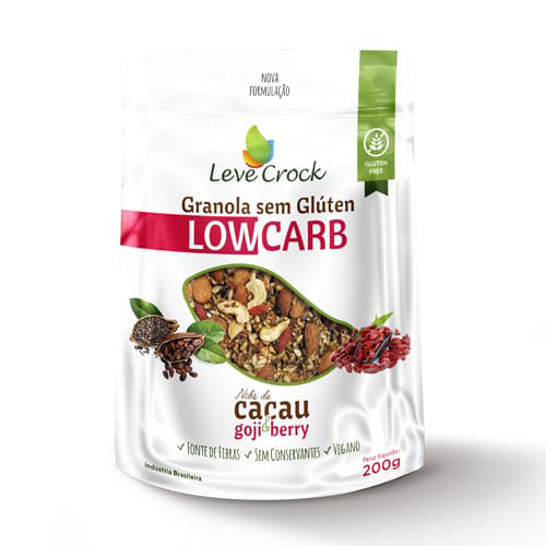 Granola Low Carb Nibs de Cacau E Goji Berry 200G Leve Crock