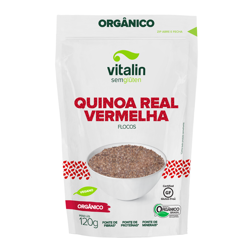 Quinoa Flocos Vermelha Organica S/Gluten 120g Vitalin