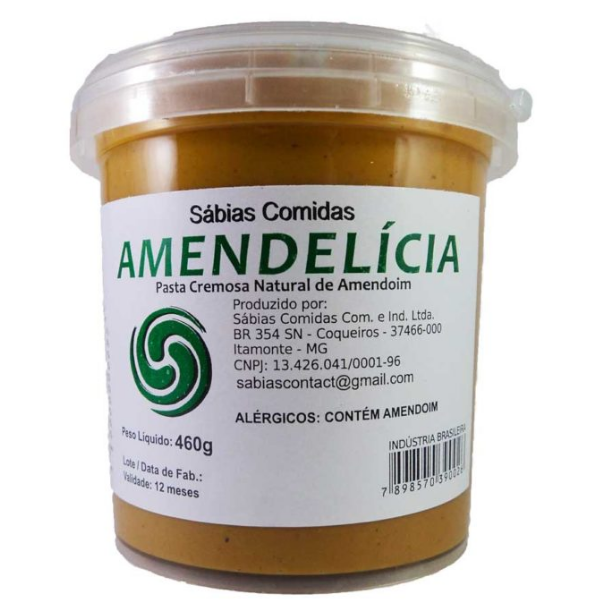 Pasta de Amendoin Integral Amendelicia 460G Sabias Comidas