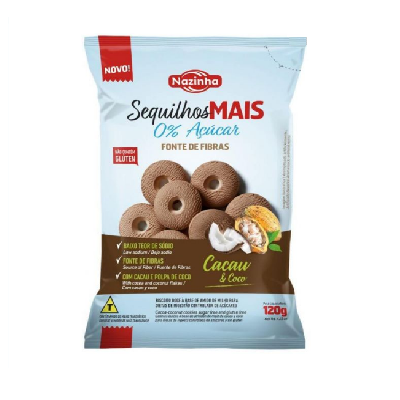 Sequilhos Mais Zero Acucar Cacau Coco 120g