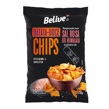 Batata Doce Chips Belive Sal Rosa do Himalaia 50G