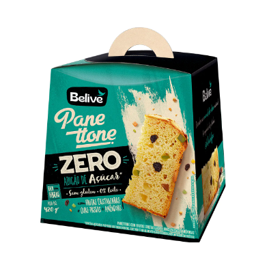 Panettone Frutas Cristalizada, Uvas-passas e  Amendoas S/ACUCAR  420G Belive