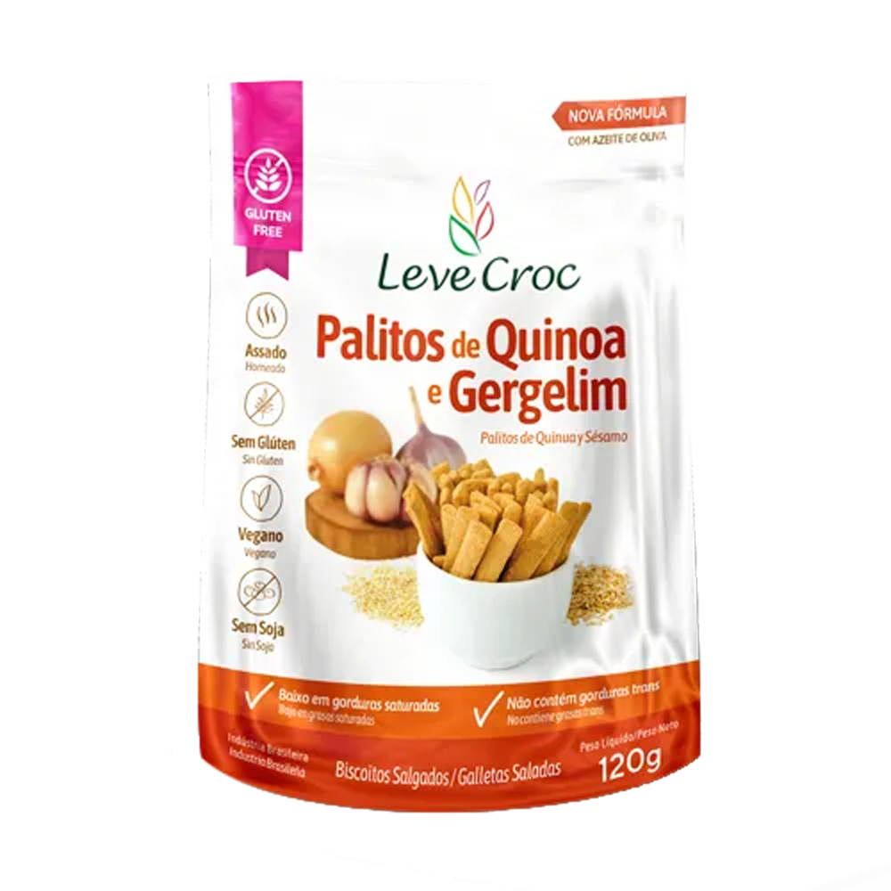 Palitos Salgados de Quinoa E Gergelim 120G Levecroc
