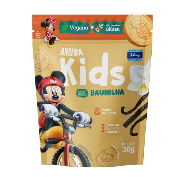 Biscoito Aruba Kids Mickey Vegano Baunilha 30G