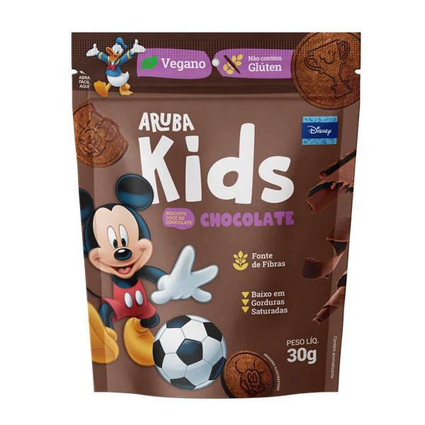Biscoito Aruba Kids Mickey Vegano Chocolate 30G