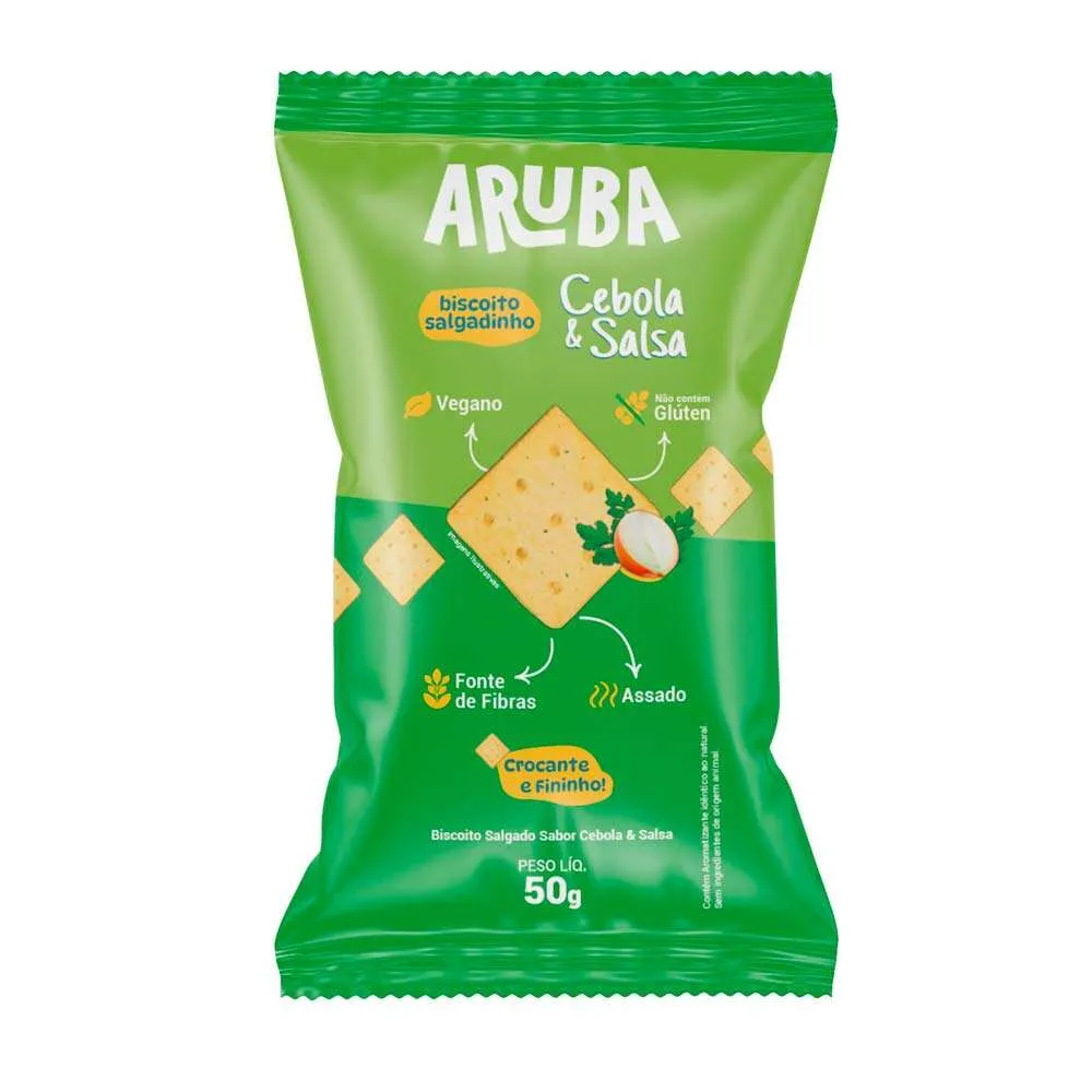 Biscoito Aruba Salgado Proteico Cebola E Salsa 50G
