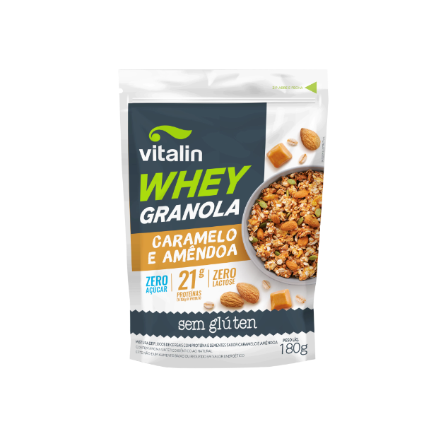 Whey Granola Vitalin Caramelo E Amendoa Zero 180G