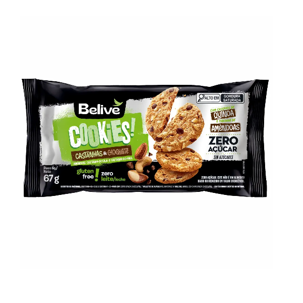 Cookie Castanhas E Cholate Zero 67G Belive