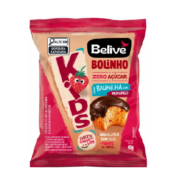 Bolinho Kids Baunilha Com Morango 45g Belive